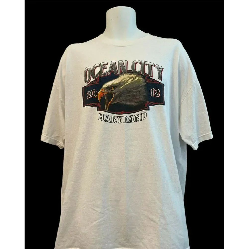 Men's XXL 2012 Ocean City Maryland Eagle Motorcycle Biker T Shirt Good Sports